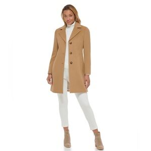 Calvin Klein Women's Classic Cashmere Wool Blend Coat, Classic Camel, Small